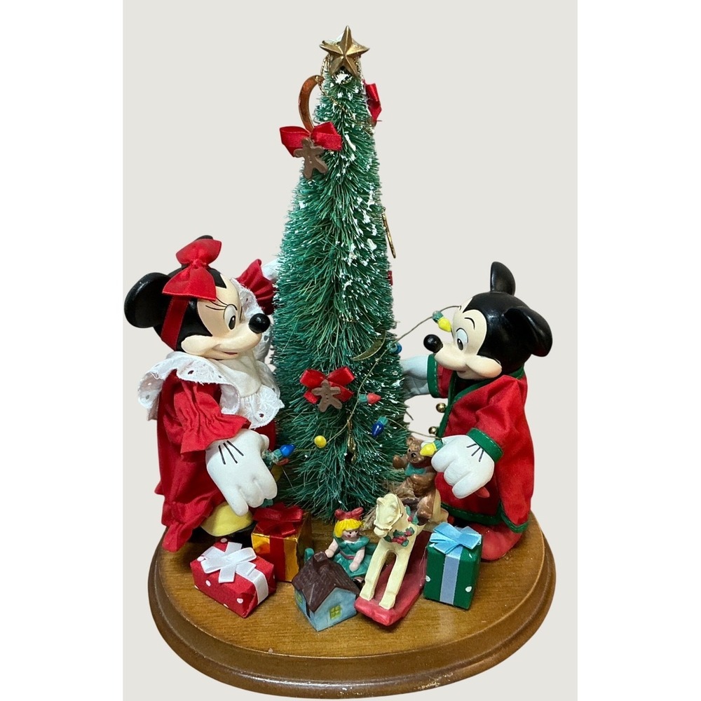 Disney Vintage Santa's Workshop Mickey Minnie Christmas Tree Figurine Large